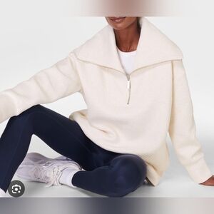 Sweaty Betty Cream Quarter-Zip Pullover